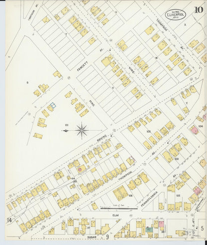 Sanborn Fire Insurance Map from East Liverpool, Columbiana County, Ohio (1903), Sheet #0010 - Historic Sanborn Fire Insurance Map Print, vintage old map wall art, antique decor, genealogy gift, Ohio Ohio map