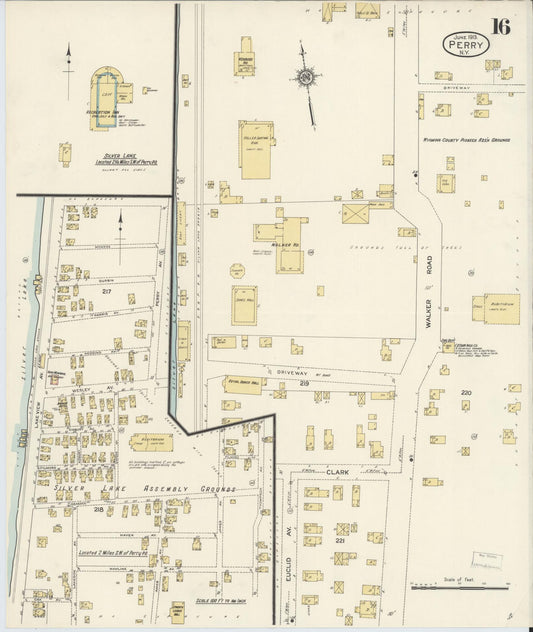 Sanborn Fire Insurance Map from Perry, Wyoming County, New York (1913), Sheet #0016 - Historic Sanborn Fire Insurance Map Print, vintage old map wall art, antique decor, genealogy gift, Perry Wyoming map