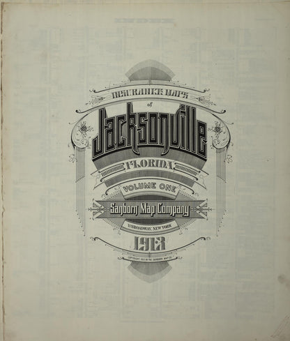 Sanborn Fire Insurance Map from Jacksonville, Duval County, Florida (1913), Sheet #0001 - Historic Sanborn Fire Insurance Map Print, vintage old map wall art, antique decor, genealogy gift, Florida Florida map