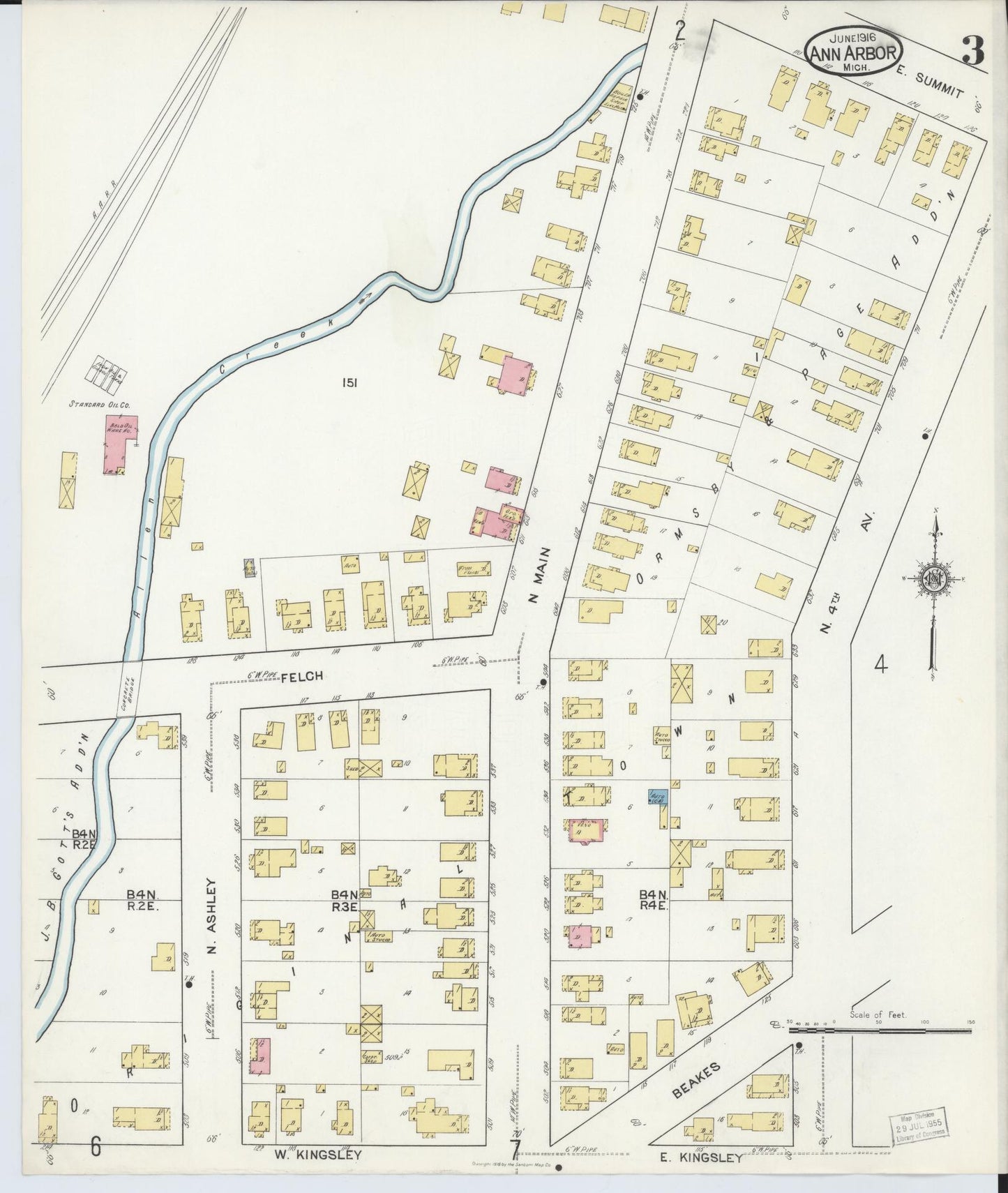 Sanborn Fire Insurance Map from Ann Arbor, Washtenaw County, Michigan (1916), Sheet #0003 - Complete Map Set gallery image, historic Sanborn map, vintage wall art, Michigan Michigan