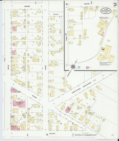 Sanborn Fire Insurance Map from Degraff, Logan County, Ohio (1910), Sheet #0003 - Historic Sanborn Fire Insurance Map Print, vintage old map wall art, antique decor, genealogy gift, Ohio Ohio map