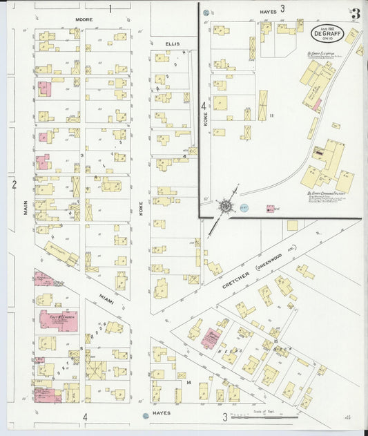 Sanborn Fire Insurance Map from Degraff, Logan County, Ohio (1910), Sheet #0003 - Historic Sanborn Fire Insurance Map Print, vintage old map wall art, antique decor, genealogy gift, Ohio Ohio map