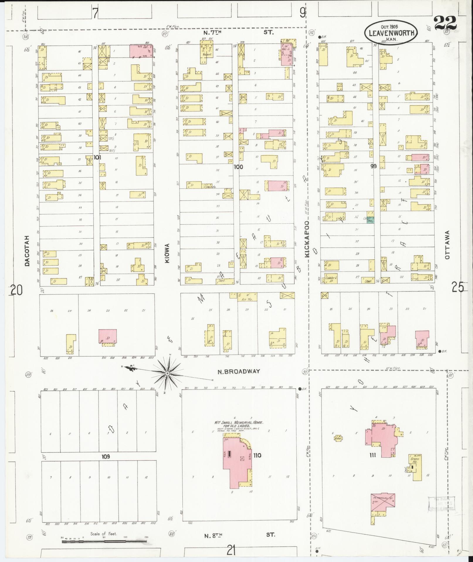 Sanborn Fire Insurance Map from Leavenworth, Leavenworth County, Kansas (1905), Sheet #0023 - Historic Sanborn Fire Insurance Map Print, vintage old map wall art, antique decor, genealogy gift, Kansas Kansas map