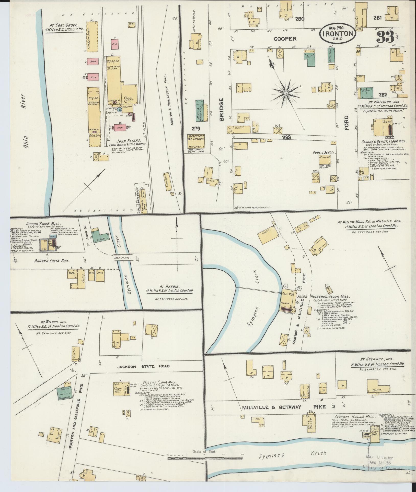 Sanborn Fire Insurance Map from Ironton, Lawrence County, Ohio (1904), Sheet #0033 - Historic Sanborn Fire Insurance Map Print, vintage old map wall art, antique decor, genealogy gift, Ohio Ohio map