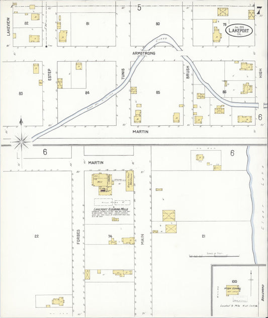 Sanborn Fire Insurance Map from Lakeport, Lake County, California (1905), Sheet #0007 - Historic Sanborn Fire Insurance Map Print, vintage old map wall art, antique decor, genealogy gift, California California map