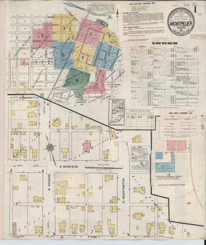 Sanborn Fire Insurance Map from Montpelier, Blackford County, Indiana (1941), Sheet #0001 - Historic Sanborn Fire Insurance Map Print, vintage old map wall art, antique decor, genealogy gift, Indiana Indiana map