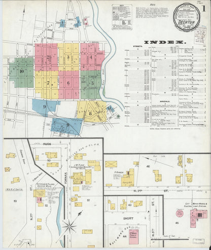 Sanborn Fire Insurance Map from Decatur, Adams County, Indiana (1900), Sheet #0001 - Complete Map Set gallery image, historic Sanborn map, vintage wall art, Indiana Indiana