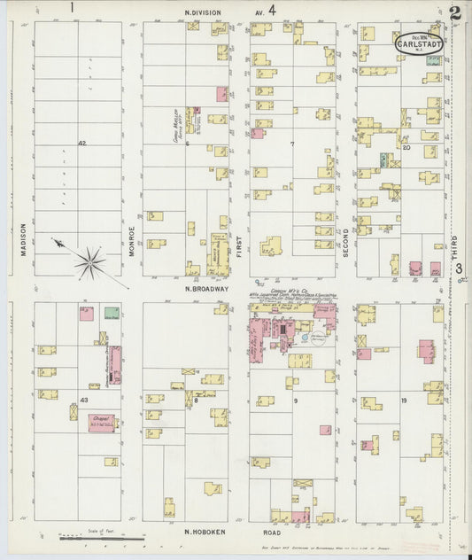 Sanborn Fire Insurance Map from Carlstadt, Bergen County, New Jersey (1896), Sheet #0002 - Historic Sanborn Fire Insurance Map Print, vintage old map wall art, antique decor, genealogy gift, New Jersey New Jersey map