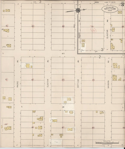Sanborn Fire Insurance Map from North Plains, Washington County, Oregon (1931), Sheet #0003 - Complete Map Set gallery image, historic Sanborn map, vintage wall art, Oregon Oregon
