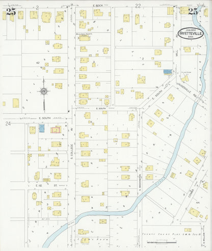 Sanborn Fire Insurance Map from Fayetteville, Washington County, Arkansas (1930), Sheet #0025 - Complete Map Set gallery image, historic Sanborn map, vintage wall art, Arkansas Arkansas