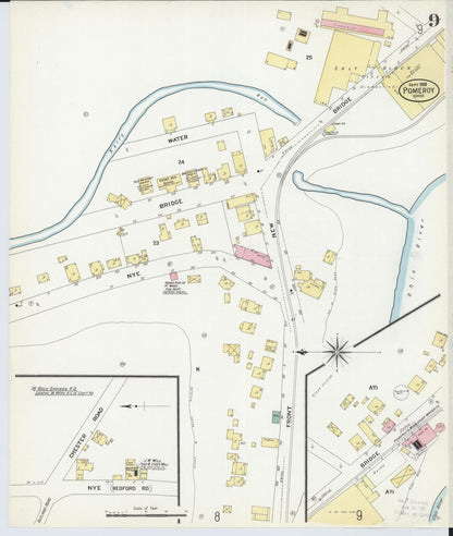 Sanborn Fire Insurance Map from Pomeroy, Meigs County, Ohio (1908), Sheet #0009 - Historic Sanborn Fire Insurance Map Print, vintage old map wall art, antique decor, genealogy gift, Ohio Ohio map