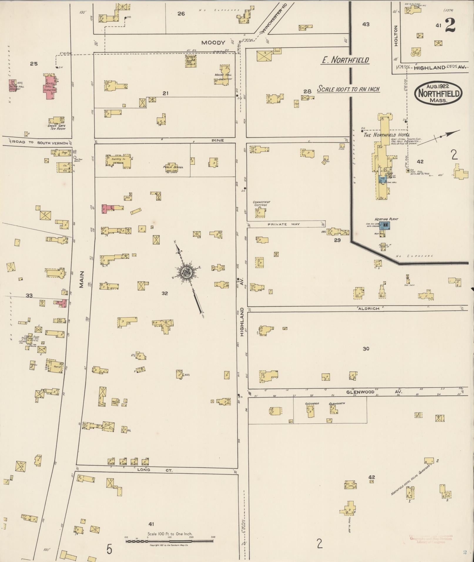 Sanborn Fire Insurance Map from Northfield, Franklin County, Massachusetts (1922), Sheet #0002 - Complete Map Set gallery image, historic Sanborn map, vintage wall art, Massachusetts Massachusetts