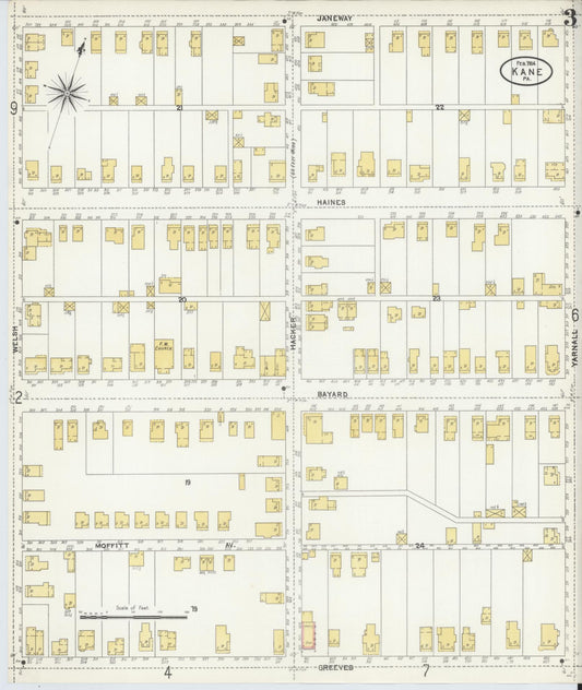 Sanborn Fire Insurance Map from Kane, McKean County, Pennsylvania (1904), Sheet #0003 - Historic Sanborn Fire Insurance Map Print, vintage old map wall art, antique decor, genealogy gift, Pennsylvania Pennsylvania map