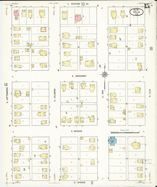 Sanborn Fire Insurance Map from Iola, Allen County, Kansas (1912), Sheet #0015 - Historic Sanborn Fire Insurance Map Print, vintage old map wall art, antique decor, genealogy gift, Kansas Kansas map