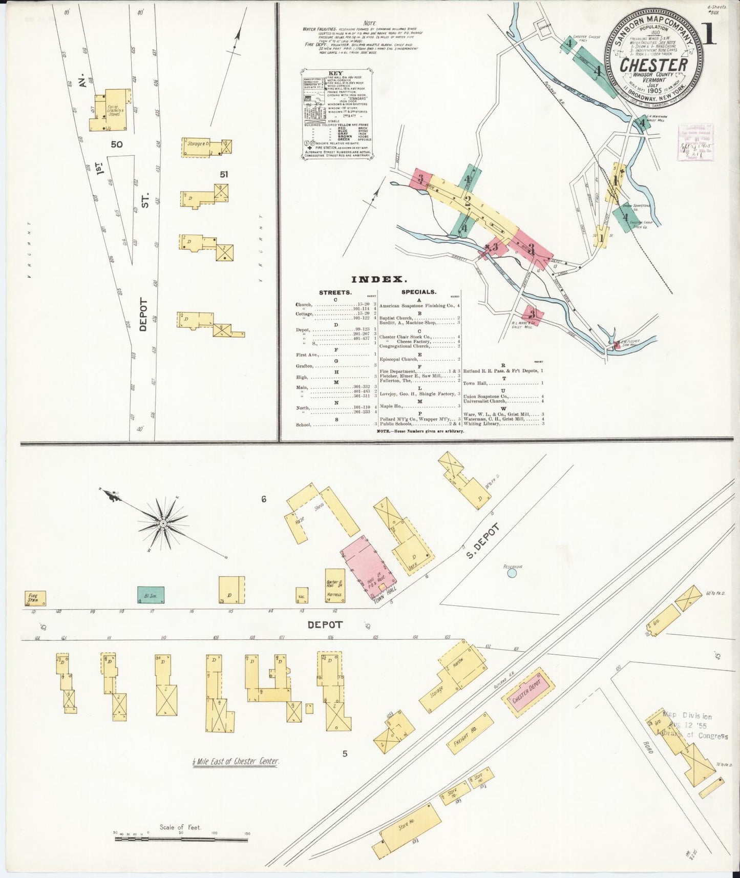 Sanborn Fire Insurance Map from Chester, Windsor County, Vermont. (1905) – Historic Sanborn Fire Insurance Map Print