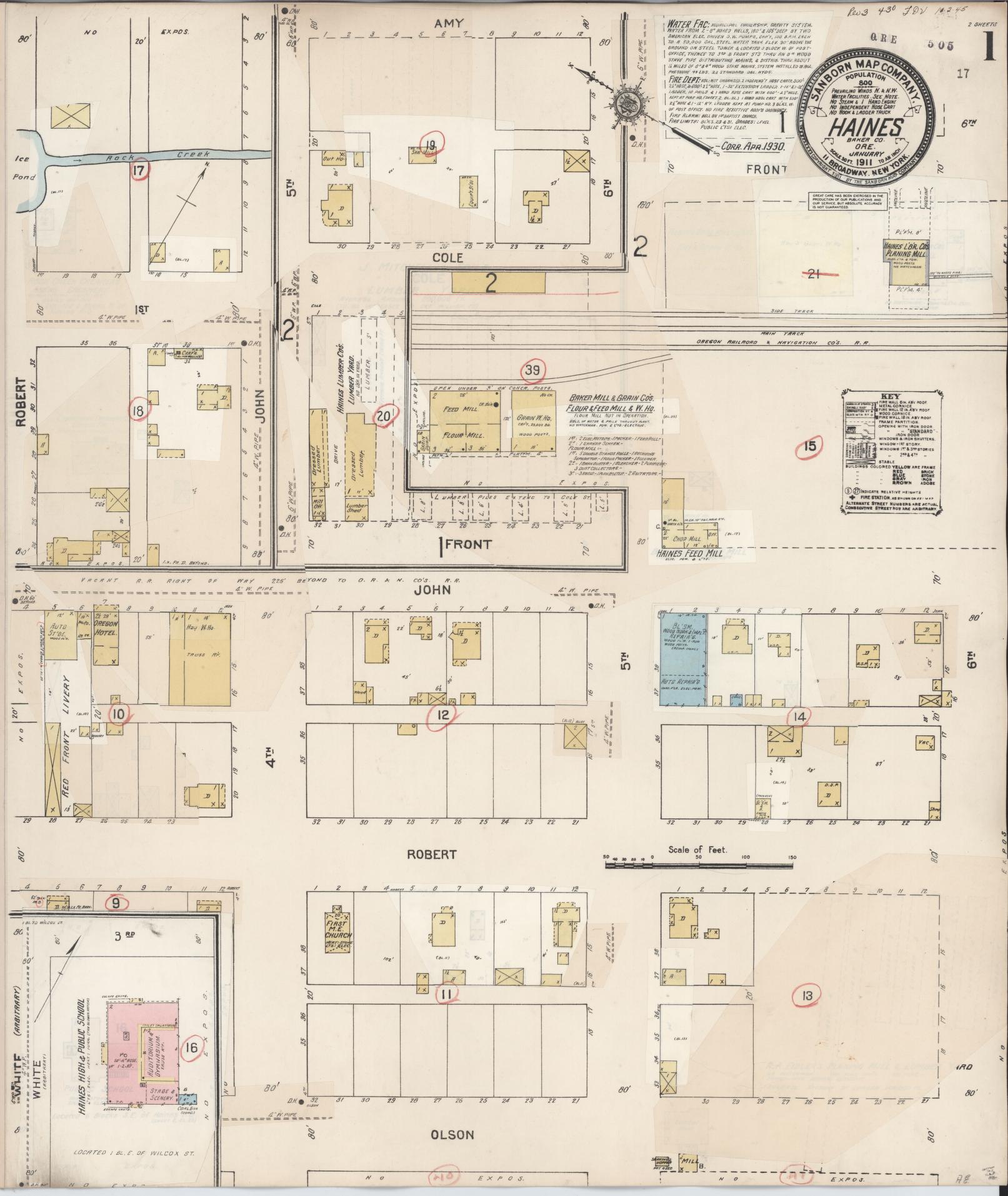 Sanborn Fire Insurance Map from Haines, Baker County, Oregon. (1930) – Historic Sanborn Fire Insurance Map Print