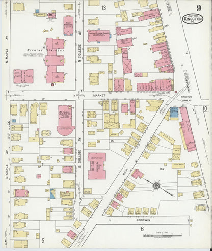 Sanborn Fire Insurance Map from Kingston, Luzerne County, Pennsylvania (1919), Sheet #0009 - Complete Map Set gallery image, historic Sanborn map, vintage wall art, Pennsylvania Pennsylvania