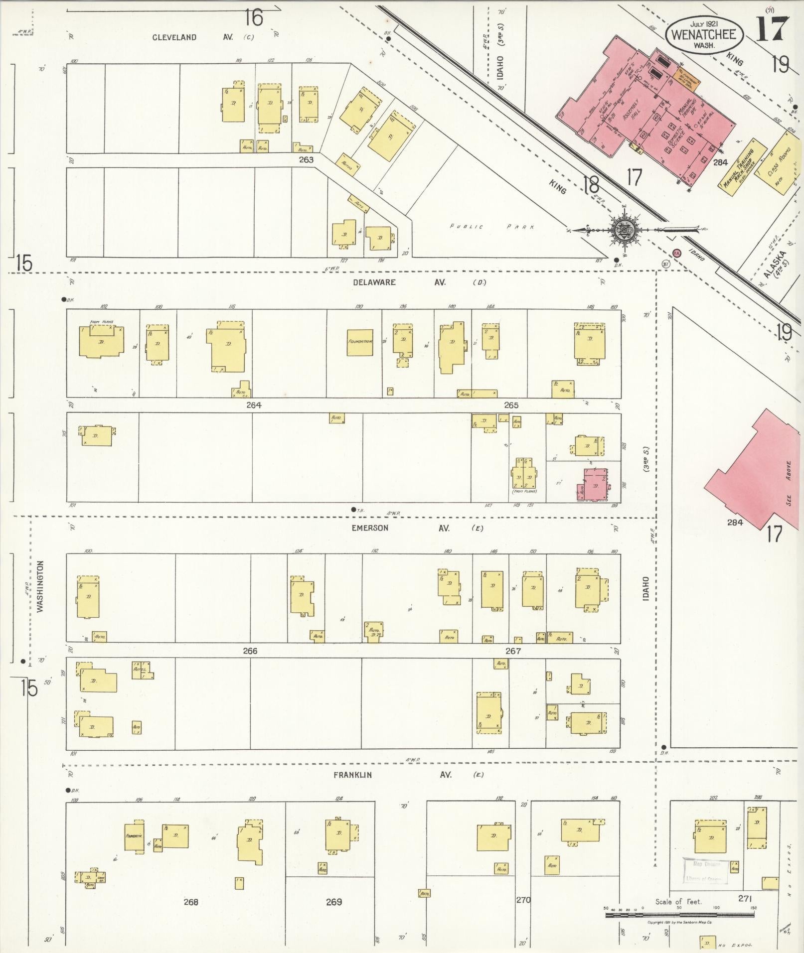Sanborn Fire Insurance Map from Wenatchee, Chelan County, Washington (1921), Sheet #0017 - Complete Map Set gallery image, historic Sanborn map, vintage wall art, Washington Washington