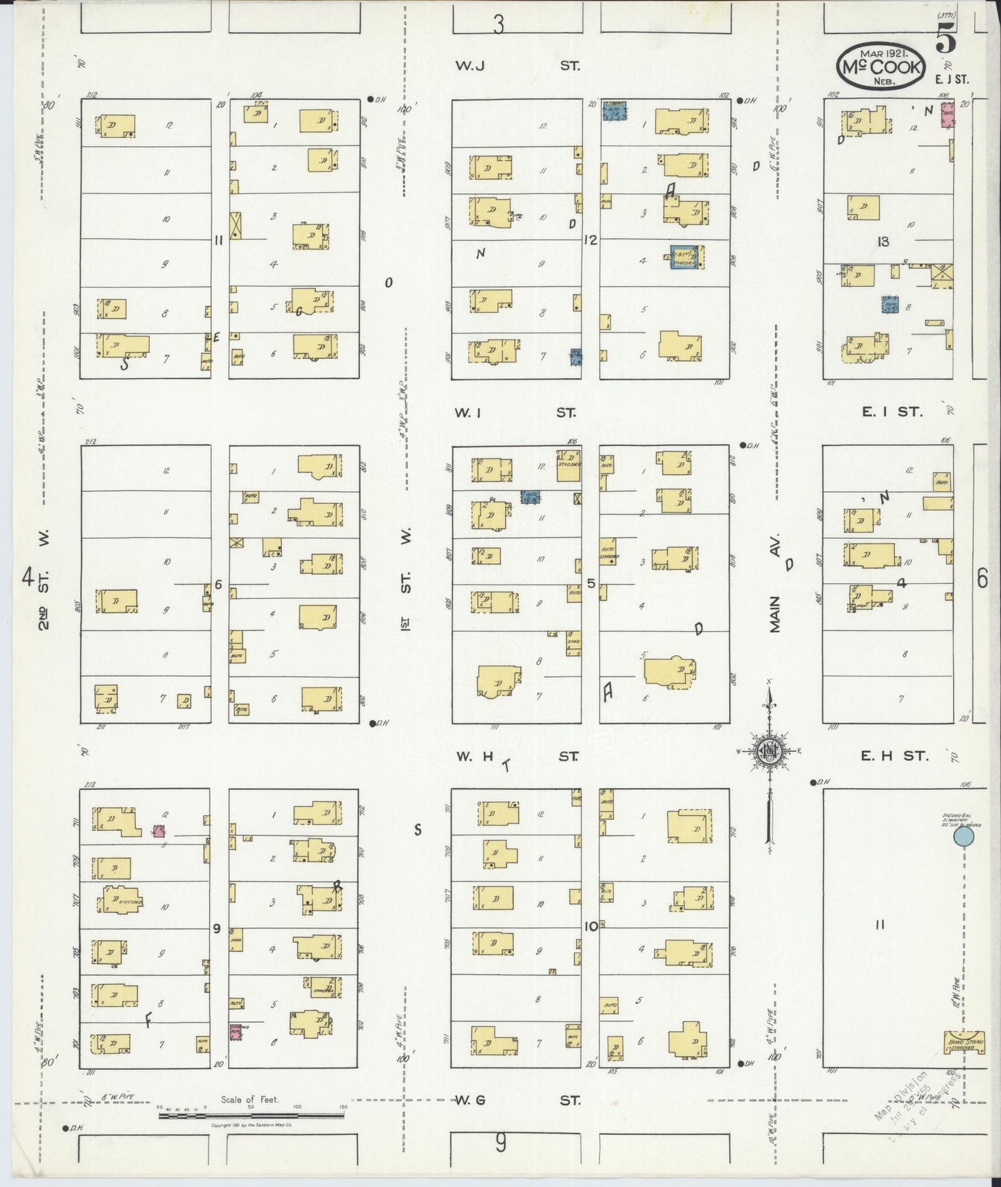 Sanborn Fire Insurance Map from Mccook, Red Willow County, Nebraska (1921), Sheet #0005 - Complete Map Set gallery image, historic Sanborn map, vintage wall art, Nebraska Nebraska