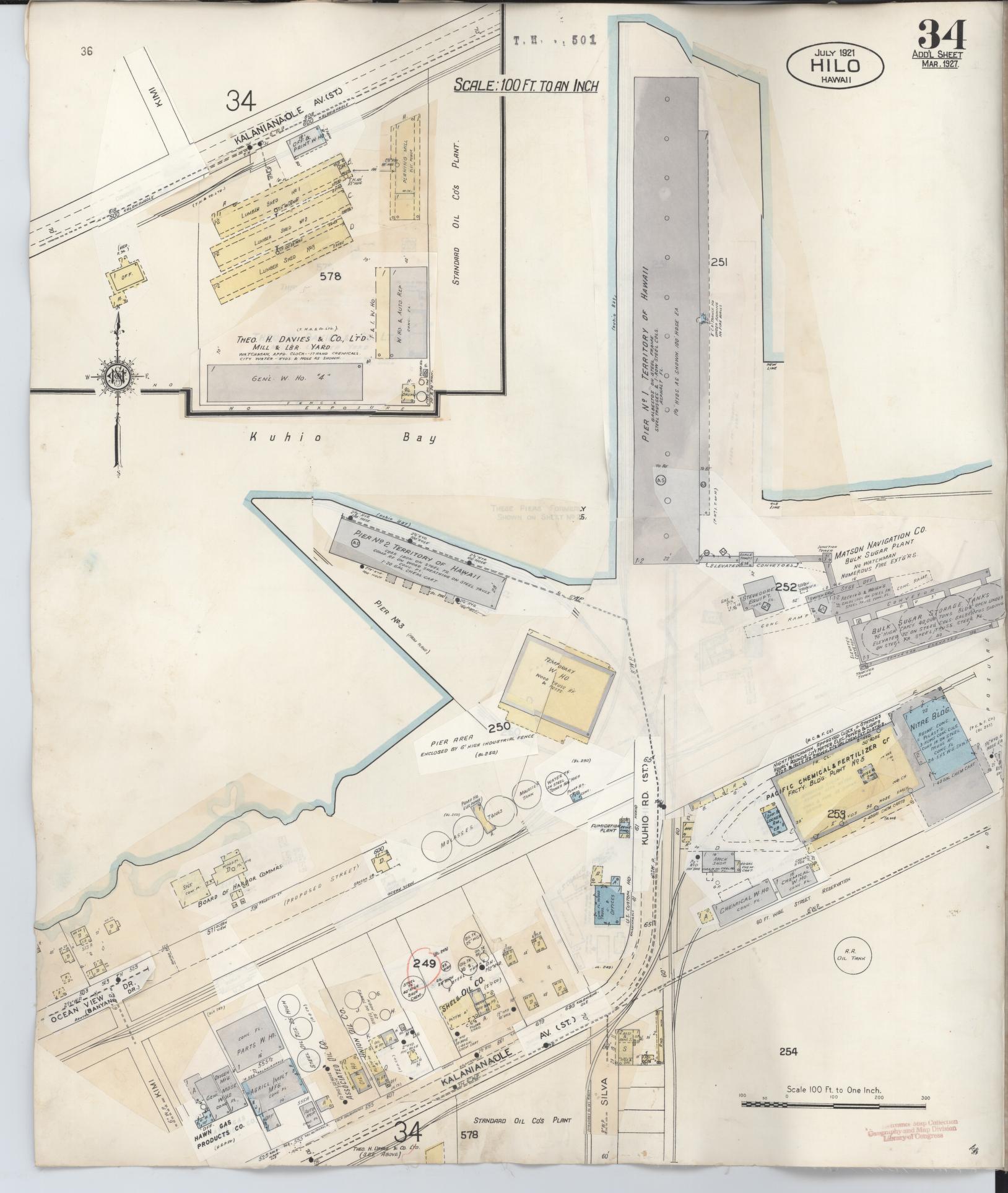 Sanborn Fire Insurance Map from Hilo, Hawaii County, Hawaii (1957), Sheet #0034 - Historic Sanborn Fire Insurance Map Print