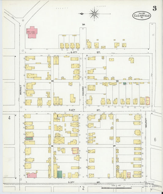Sanborn Fire Insurance Map from Clearfield, Clearfield County, Pennsylvania (1904), Sheet #0003 - Historic Sanborn Fire Insurance Map Print, vintage old map wall art, antique decor, genealogy gift, Pennsylvania Pennsylvania map