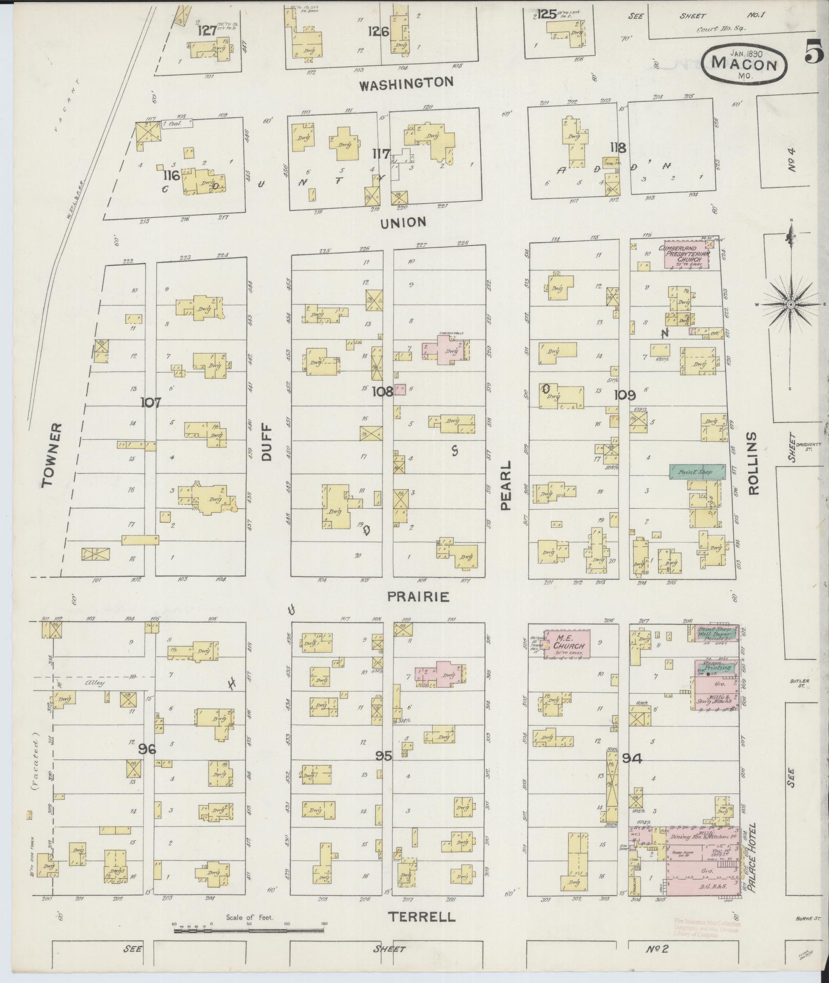 Sanborn Fire Insurance Map from Macon, Macon County, Missouri (1890), Sheet #0005 - Complete Map Set gallery image, historic Sanborn map, vintage wall art, Missouri Missouri