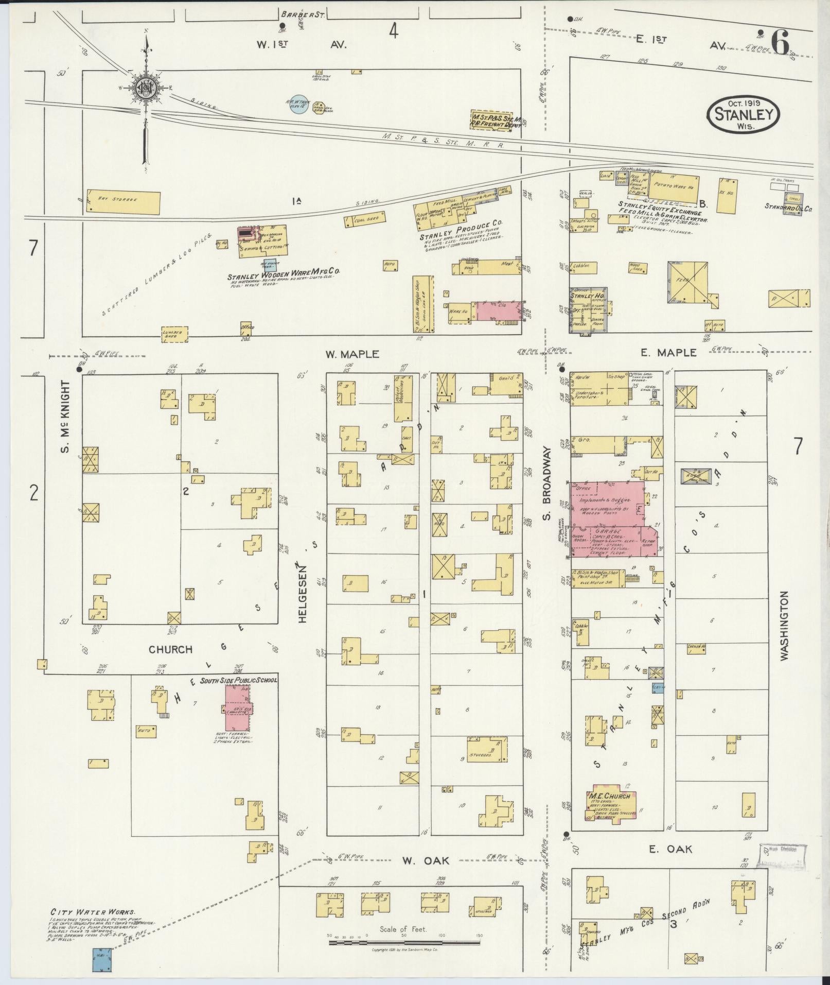 Sanborn Fire Insurance Map from Stanley, Chippewa County, Wisconsin (1919), Sheet #0006 - Historic Sanborn Fire Insurance Map Print, vintage old map wall art, antique decor, genealogy gift, Wisconsin Wisconsin map