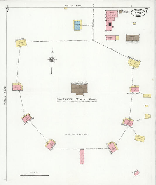 Sanborn Fire Insurance Map from Pryor Creek, Mayes County, Oklahoma (1925), Sheet #0007 - Historic Sanborn Fire Insurance Map Print, vintage old map wall art, antique decor, genealogy gift, Oklahoma Oklahoma map