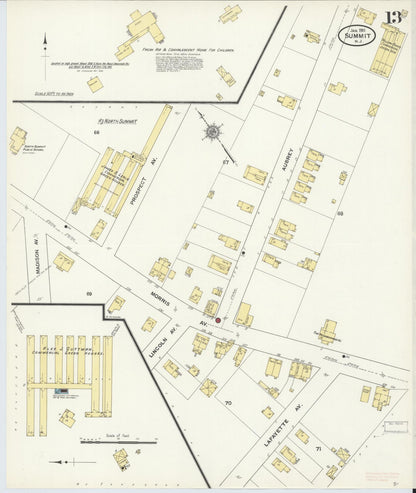 Sanborn Fire Insurance Map from Summit, Union County, New Jersey (1911), Sheet #0013 - Complete Map Set gallery image, historic Sanborn map, vintage wall art, New Jersey New Jersey