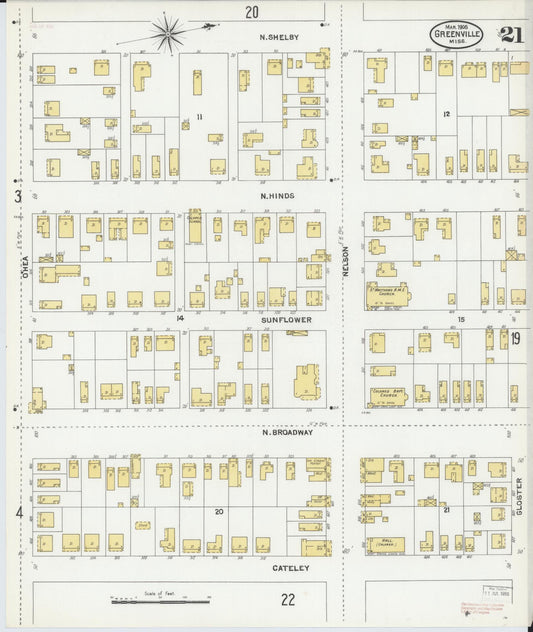 Sanborn Fire Insurance Map from Greenville, Washington County, Mississippi (1905), Sheet #0021 - Historic Sanborn Fire Insurance Map Print, vintage old map wall art, antique decor, genealogy gift, Mississippi Mississippi map