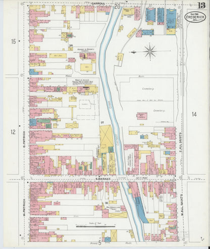 Sanborn Fire Insurance Map from Frederick, Frederick County, Maryland (1904), Sheet #0013 - Complete Map Set gallery image, historic Sanborn map, vintage wall art, Maryland Maryland