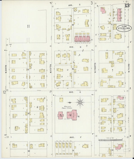 Sanborn Fire Insurance Map from Sterling, Whiteside County, Illinois (1897), Sheet #0013 - Historic Sanborn Fire Insurance Map Print, vintage old map wall art, antique decor, genealogy gift, Illinois Illinois map