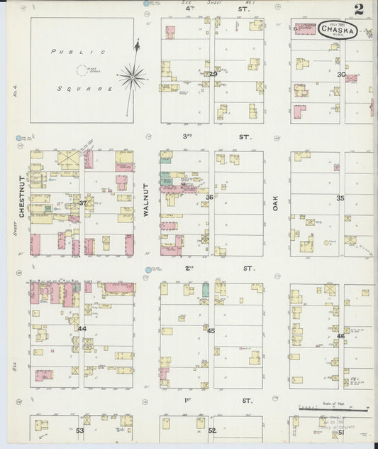 Sanborn Fire Insurance Map from Chaska, Carver County, Minnesota (1891), Sheet #0002 - Historic Sanborn Fire Insurance Map Print, vintage old map wall art, antique decor, genealogy gift, Minnesota Minnesota map