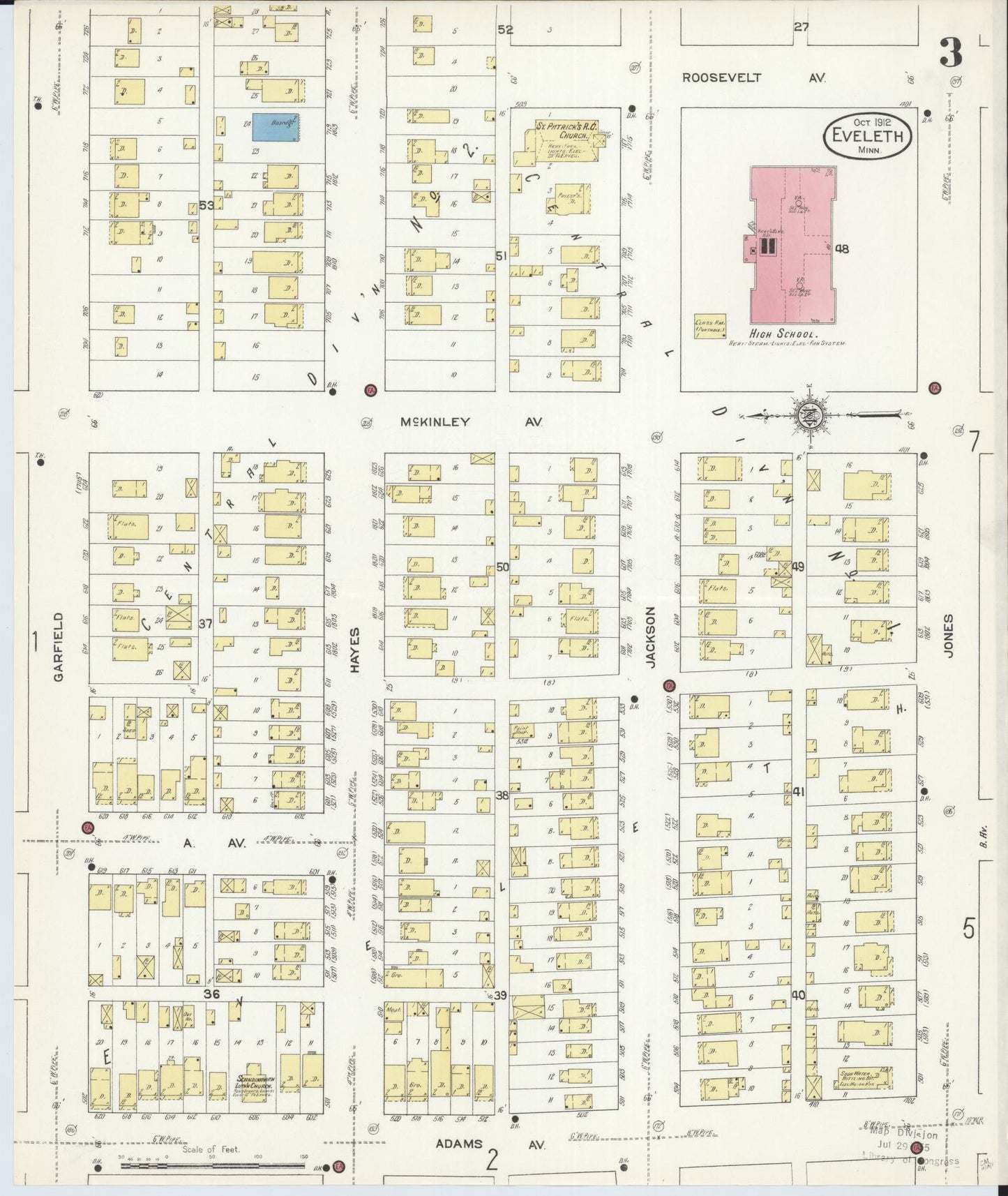 Sanborn Fire Insurance Map from Eveleth, Saint Louis County, Minnesota (1912), Sheet #0003 - Historic Sanborn Fire Insurance Map Print, vintage old map wall art, antique decor, genealogy gift, Minnesota Minnesota map