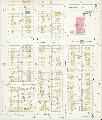 Sanborn Fire Insurance Map from Eveleth, Saint Louis County, Minnesota (1912), Sheet #0003 - Historic Sanborn Fire Insurance Map Print, vintage old map wall art, antique decor, genealogy gift, Minnesota Minnesota map