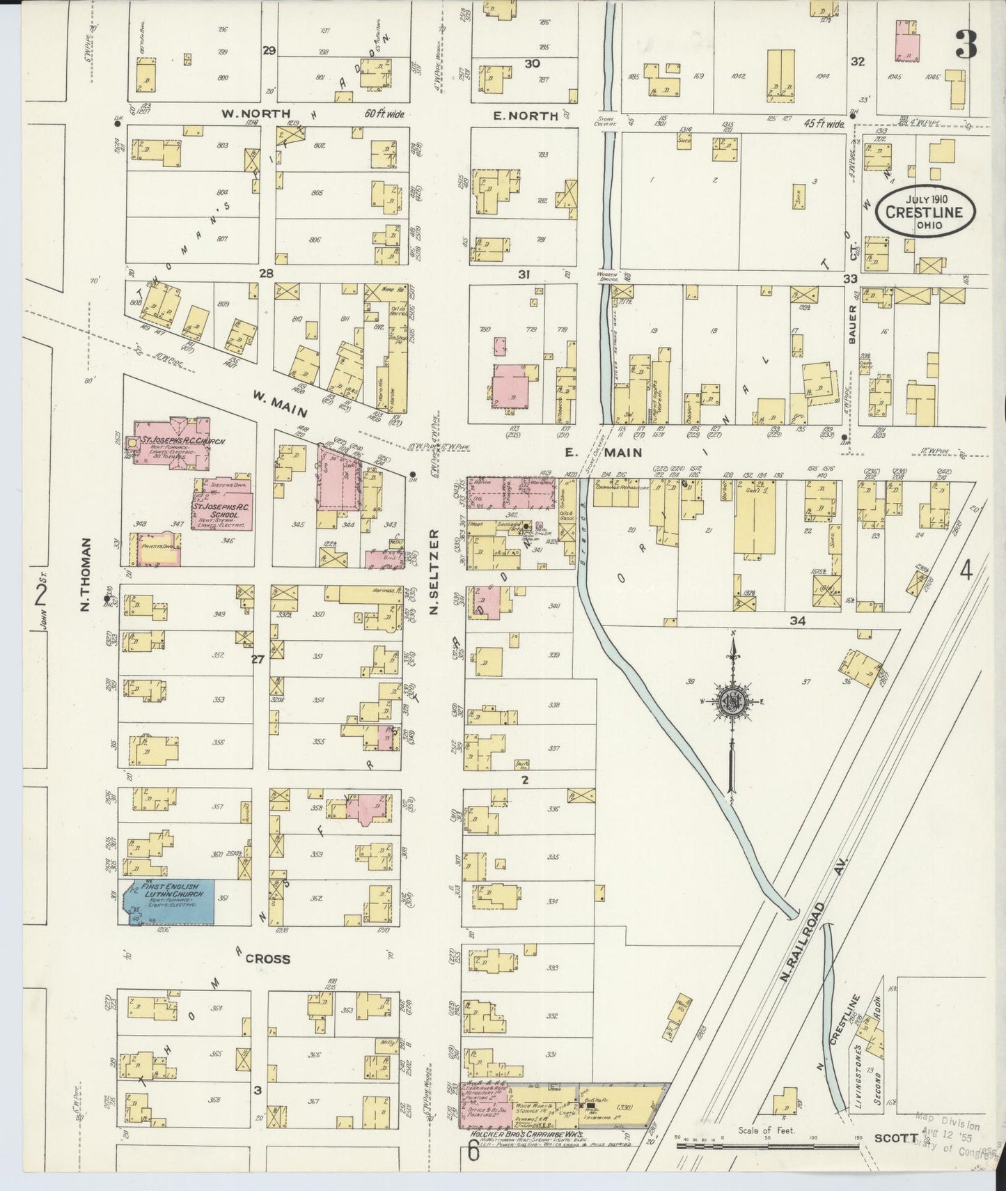 Sanborn Fire Insurance Map from Crestline, Crawford County, Ohio (1910), Sheet #0003 - Historic Sanborn Fire Insurance Map Print, vintage old map wall art, antique decor, genealogy gift, Ohio Ohio map