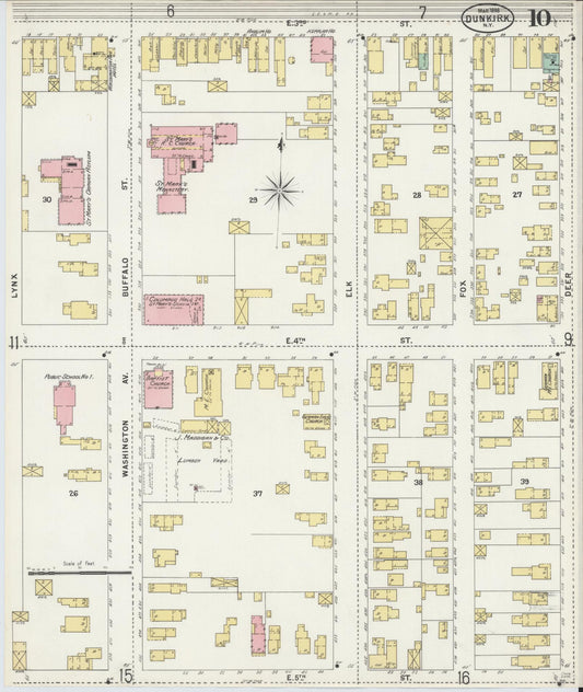 Sanborn Fire Insurance Map from Dunkirk, Chautauqua County, New York (1898), Sheet #0010 - Historic Sanborn Fire Insurance Map Print, vintage old map wall art, antique decor, genealogy gift, New York New York map