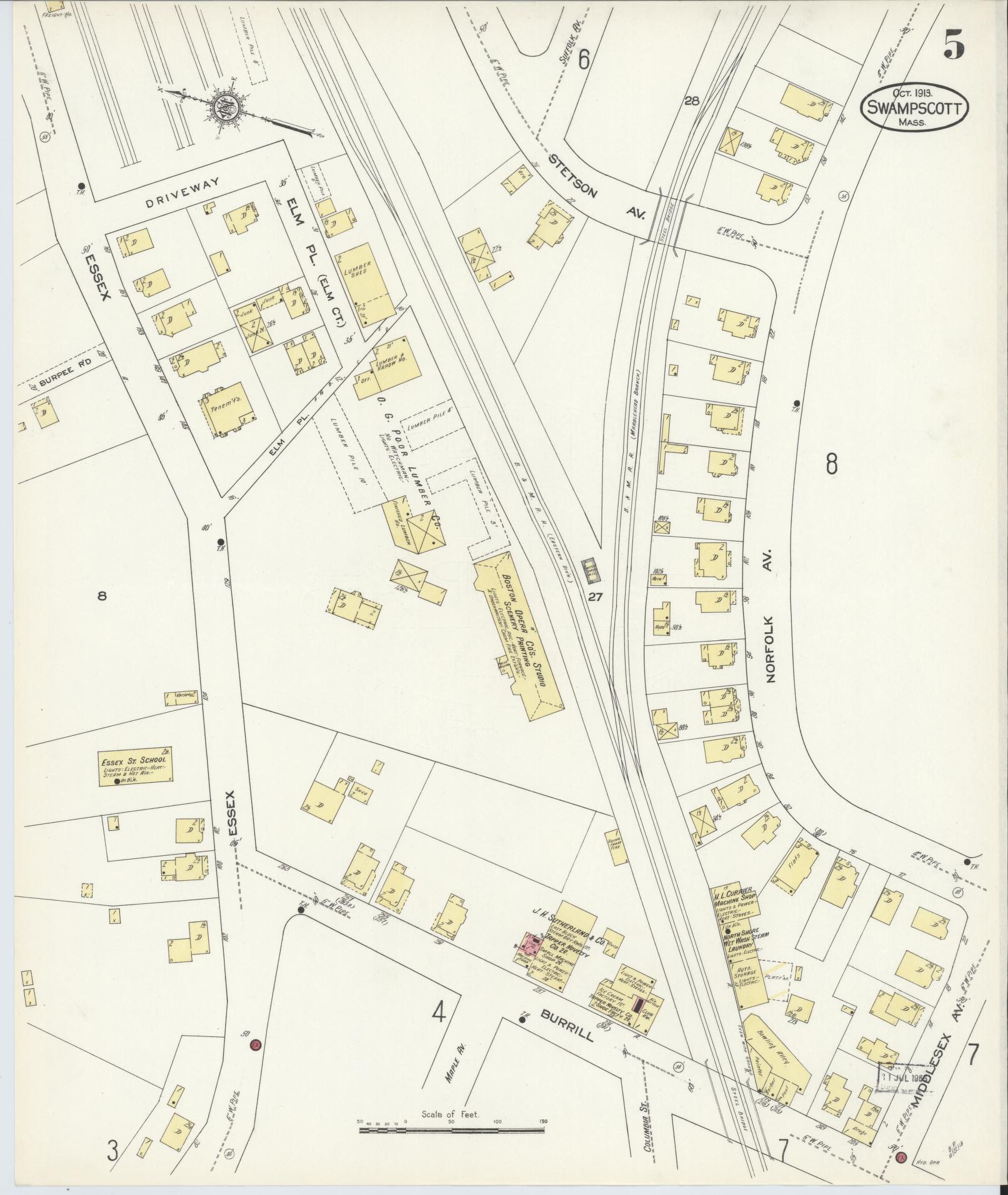 Sanborn Fire Insurance Map from Swampscott, Essex County, Massachusetts (1913), Sheet #0005 - Historic Sanborn Fire Insurance Map Print, vintage old map wall art, antique decor, genealogy gift, Massachusetts Massachusetts map
