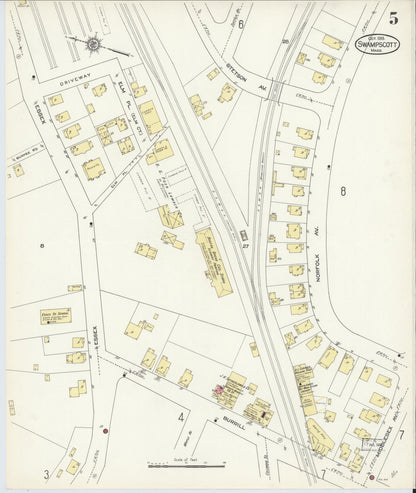 Sanborn Fire Insurance Map from Swampscott, Essex County, Massachusetts (1913), Sheet #0005 - Historic Sanborn Fire Insurance Map Print, vintage old map wall art, antique decor, genealogy gift, Massachusetts Massachusetts map