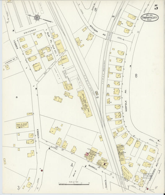 Sanborn Fire Insurance Map from Swampscott, Essex County, Massachusetts (1913), Sheet #0005 - Historic Sanborn Fire Insurance Map Print, vintage old map wall art, antique decor, genealogy gift, Massachusetts Massachusetts map