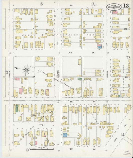 Sanborn Fire Insurance Map from Logansport, Cass County, Indiana (1906), Sheet #0013 - Historic Sanborn Fire Insurance Map Print, vintage old map wall art, antique decor, genealogy gift, Indiana Indiana map