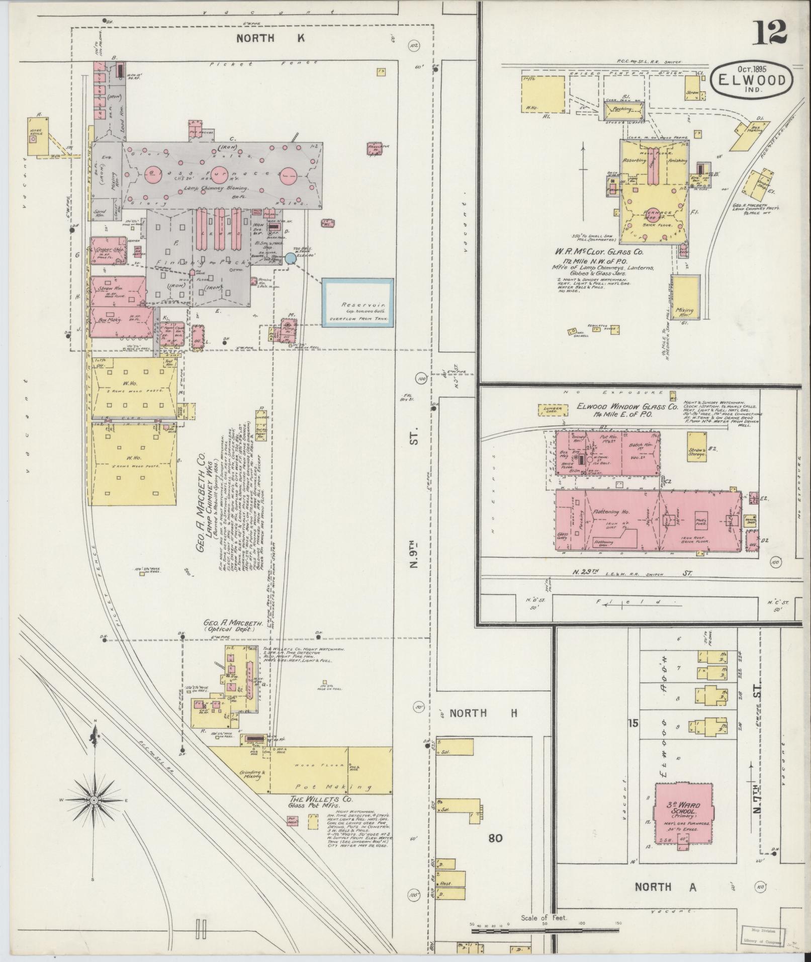 Sanborn Fire Insurance Map from Elwood, Madison County, Indiana (1895), Sheet #0012 - Complete Map Set gallery image, historic Sanborn map, vintage wall art, Indiana Indiana