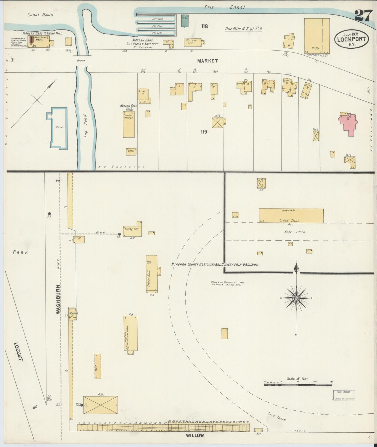 Sanborn Fire Insurance Map from Lockport, Niagara County, New York (1903), Sheet #0027 - Complete Map Set gallery image, historic Sanborn map, vintage wall art, New York New York