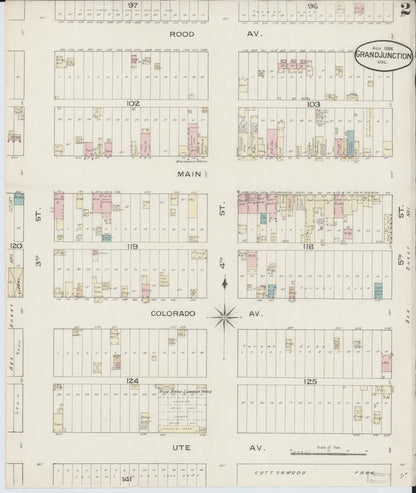 Sanborn Fire Insurance Map from Grand Junction, Mesa County, Colorado (1886), Sheet #0002 - Complete Map Set gallery image, historic Sanborn map, vintage wall art, Colorado Colorado