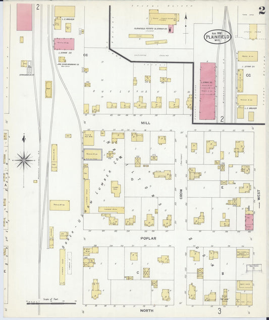 Sanborn Fire Insurance Map from Plainfield, Waushara County, Wisconsin (1908), Sheet #0002 - Historic Sanborn Fire Insurance Map Print, vintage old map wall art, antique decor, genealogy gift, Wisconsin Wisconsin map