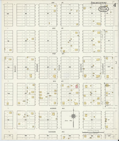 Sanborn Fire Insurance Map from Tulia, Swisher County, Texas (1921), Sheet #0004 - Historic Sanborn Fire Insurance Map Print, vintage old map wall art, antique decor, genealogy gift, Texas Texas map