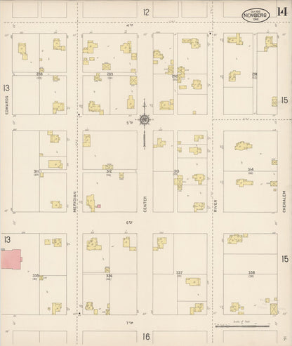 Sanborn Fire Insurance Map from Newberg, Yamhill County, Oregon (1912), Sheet #0014 - Complete Map Set gallery image, historic Sanborn map, vintage wall art, Oregon Oregon