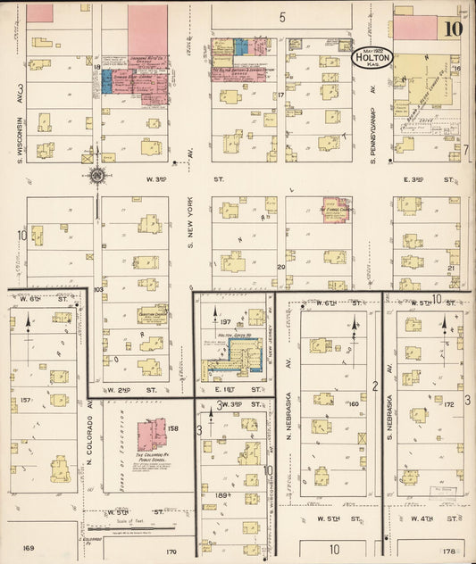 Sanborn Fire Insurance Map from Holton, Jackson County, Kansas (1922), Sheet #0010 - Historic Sanborn Fire Insurance Map Print, vintage old map wall art, antique decor, genealogy gift, Kansas Kansas map
