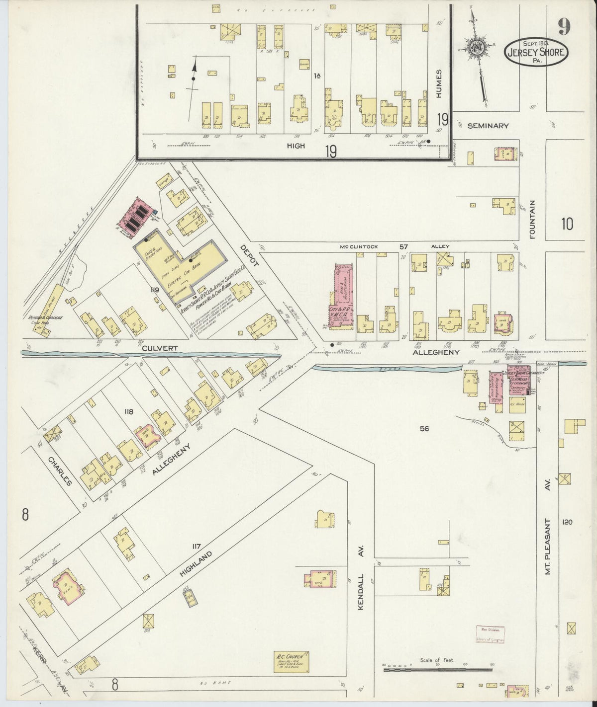 Sanborn Fire Insurance Map from Jersey Shore, Lycoming County, Pennsylvania (1913), Sheet #0009 - Complete Map Set gallery image, historic Sanborn map, vintage wall art, Pennsylvania Pennsylvania