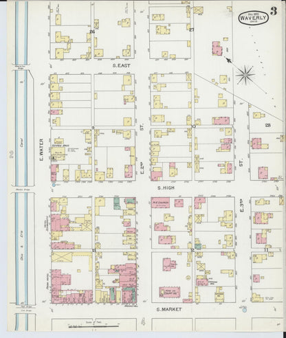 Sanborn Fire Insurance Map from Waverly, Pike County, Ohio (1892), Sheet #0003 - Historic Sanborn Fire Insurance Map Print, vintage old map wall art, antique decor, genealogy gift, Ohio Ohio map